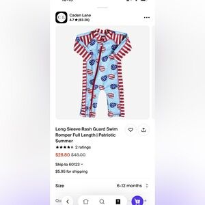 GUC Caden lane patriotic 2 way zip full length swim romper